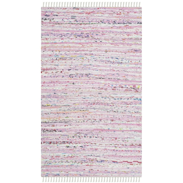 SAFAVIEH Rag Skylar Striped Cotton Area Rug, Light Pink/Multi, 2'6" x 4