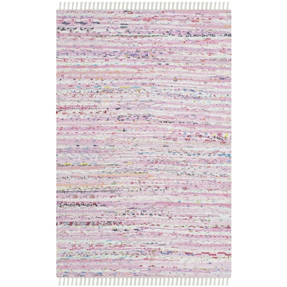 SAFAVIEH Rag Skylar Striped Cotton Area Rug, Light Pink/Multi, 3' x 5'