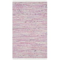 SAFAVIEH Rag Skylar Striped Cotton Area Rug, Light Pink/Multi, 4' x 6'