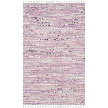 SAFAVIEH Rag Skylar Striped Cotton Area Rug, Light Pink/Multi, 4' x 6'