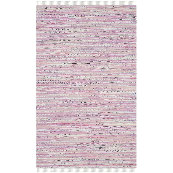 SAFAVIEH Rag Skylar Striped Cotton Area Rug, Light Pink/Multi, 4' x 6'