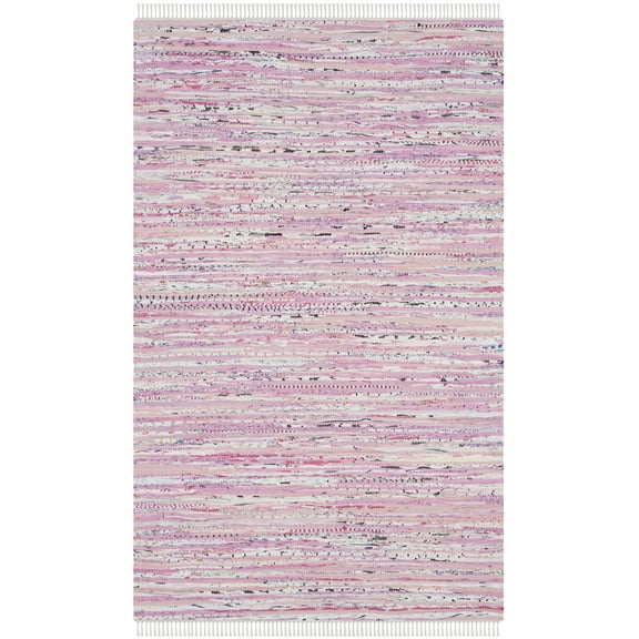 SAFAVIEH Rag Skylar Striped Cotton Area Rug, Light Pink/Multi, 4' x 6'