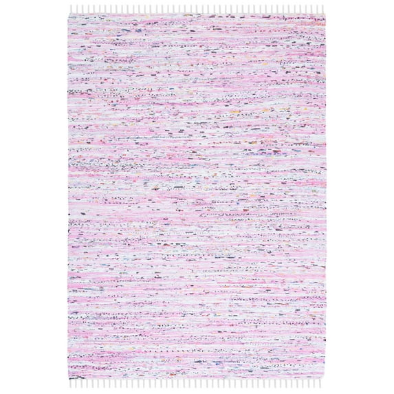 SAFAVIEH Rag Skylar Striped Cotton Area Rug, Light Pink/Multi, 5' x 7'