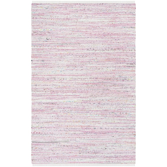 SAFAVIEH Rag Skylar Striped Cotton Area Rug, Light Pink/Multi, 6' x 9'
