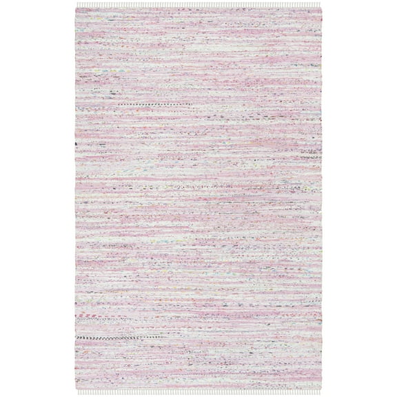 SAFAVIEH Rag Skylar Striped Cotton Area Rug, Light Pink/Multi, 6' x 9'