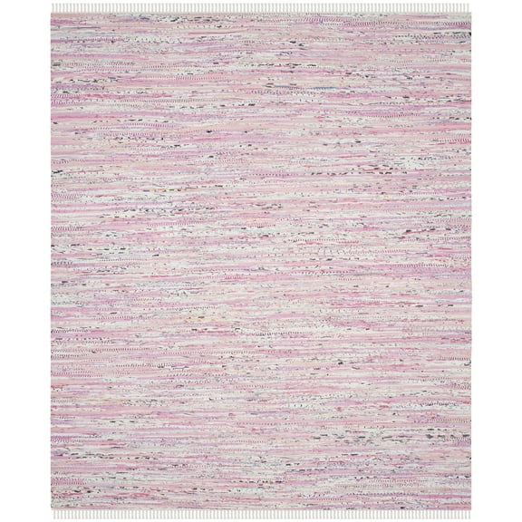 SAFAVIEH Rag Skylar Striped Cotton Area Rug, Light Pink/Multi, 8' x 10'