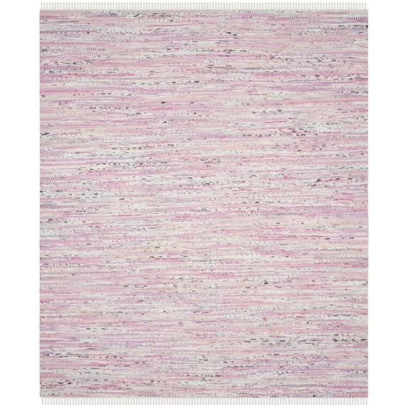 SAFAVIEH Rag Skylar Striped Cotton Area Rug, Light Pink/Multi, 9' x 12'