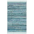 thumbnail image 1 of SAFAVIEH Rag Skylar Striped Cotton Area Rug, Turquoise/Multi, 2' x 3', 1 of 9