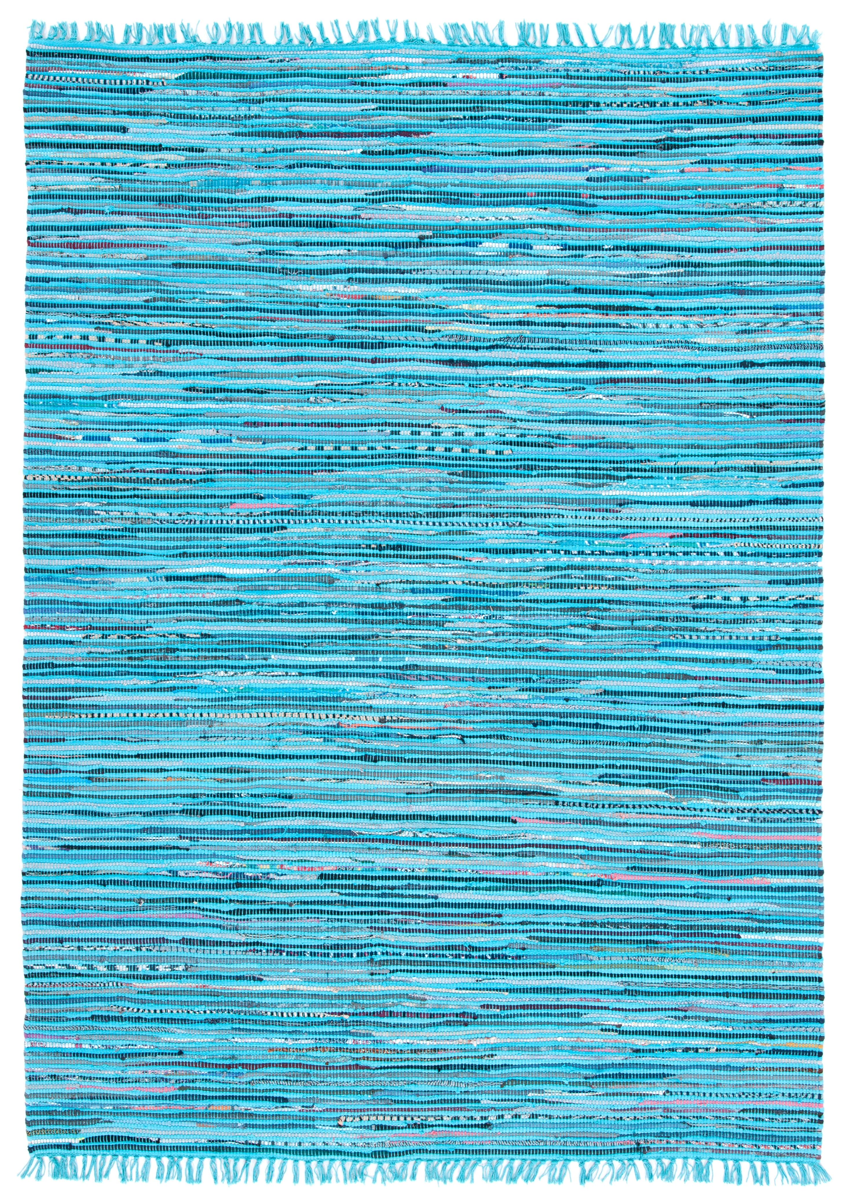 Handmade Light Blue Cotton Flat Woven Area Rug, 4' x 6'