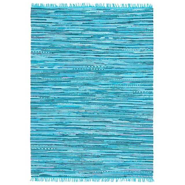 SAFAVIEH Rag Skylar Striped Cotton Area Rug, Turquoise/Multi, 4' x 6