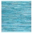 thumbnail image 1 of SAFAVIEH Rag Skylar Striped Cotton Area Rug, Turquoise/Multi, 6' x 6' Square, 1 of 8