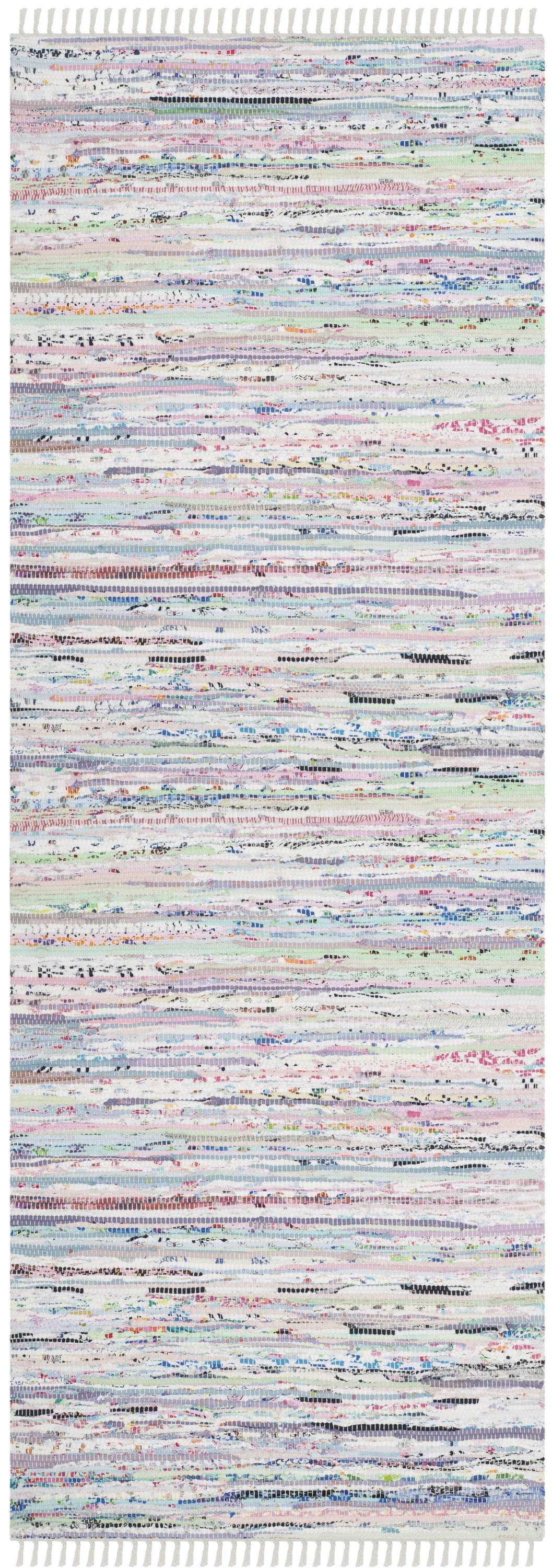 SAFAVIEH Rag Skylar Striped Cotton Runner Rug, Light Green/Multi, 2'3