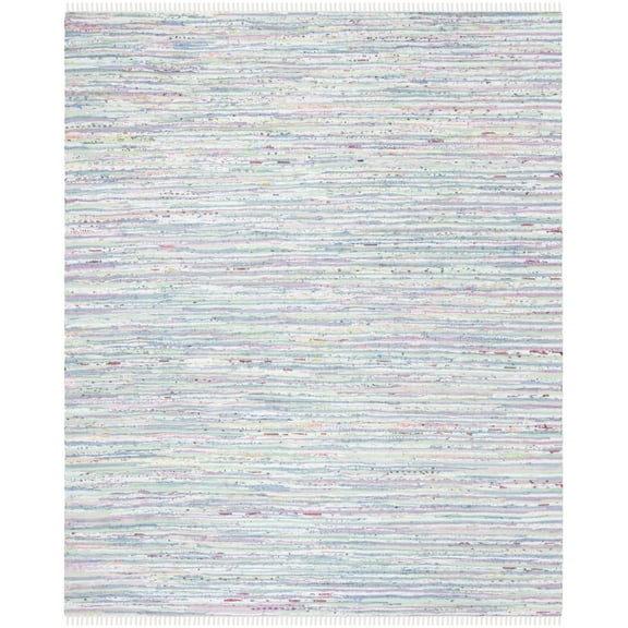 SAFAVIEH Rag Skylar Striped Cotton Runner Rug, Light Green/Multi, 2'3" x 8'