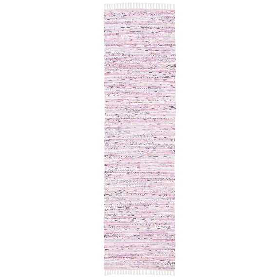SAFAVIEH Rag Skylar Striped Cotton Runner Rug, Light Pink/Multi, 2'3" x 5'
