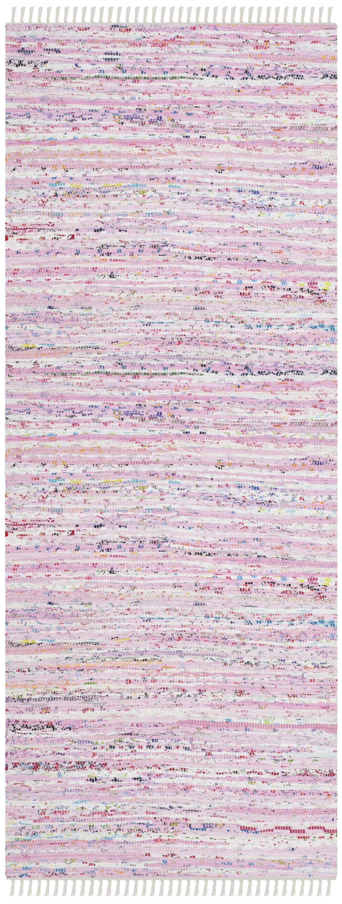 SAFAVIEH Rag Skylar Striped Cotton Runner Rug, Light Pink/Multi, 2'3" x