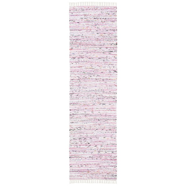 SAFAVIEH Rag Skylar Striped Cotton Runner Rug, Light Pink/Multi, 2'3" x