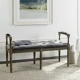 thumbnail image 1 of SAFAVIEH Raiden Velvet Rustic Oak Tufted Bench, Grey/Rustic Oak, 1 of 7
