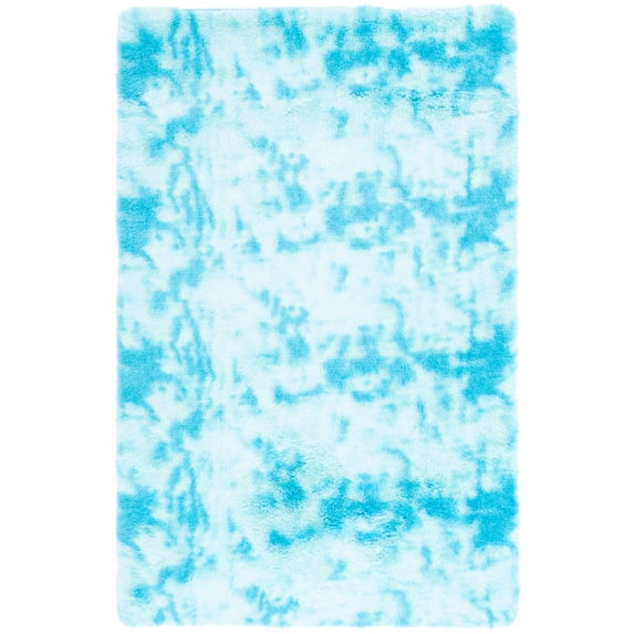 SAFAVIEH Rainbow Jaki Solid Shag Area Rug, Aqua, 5' x 8'
