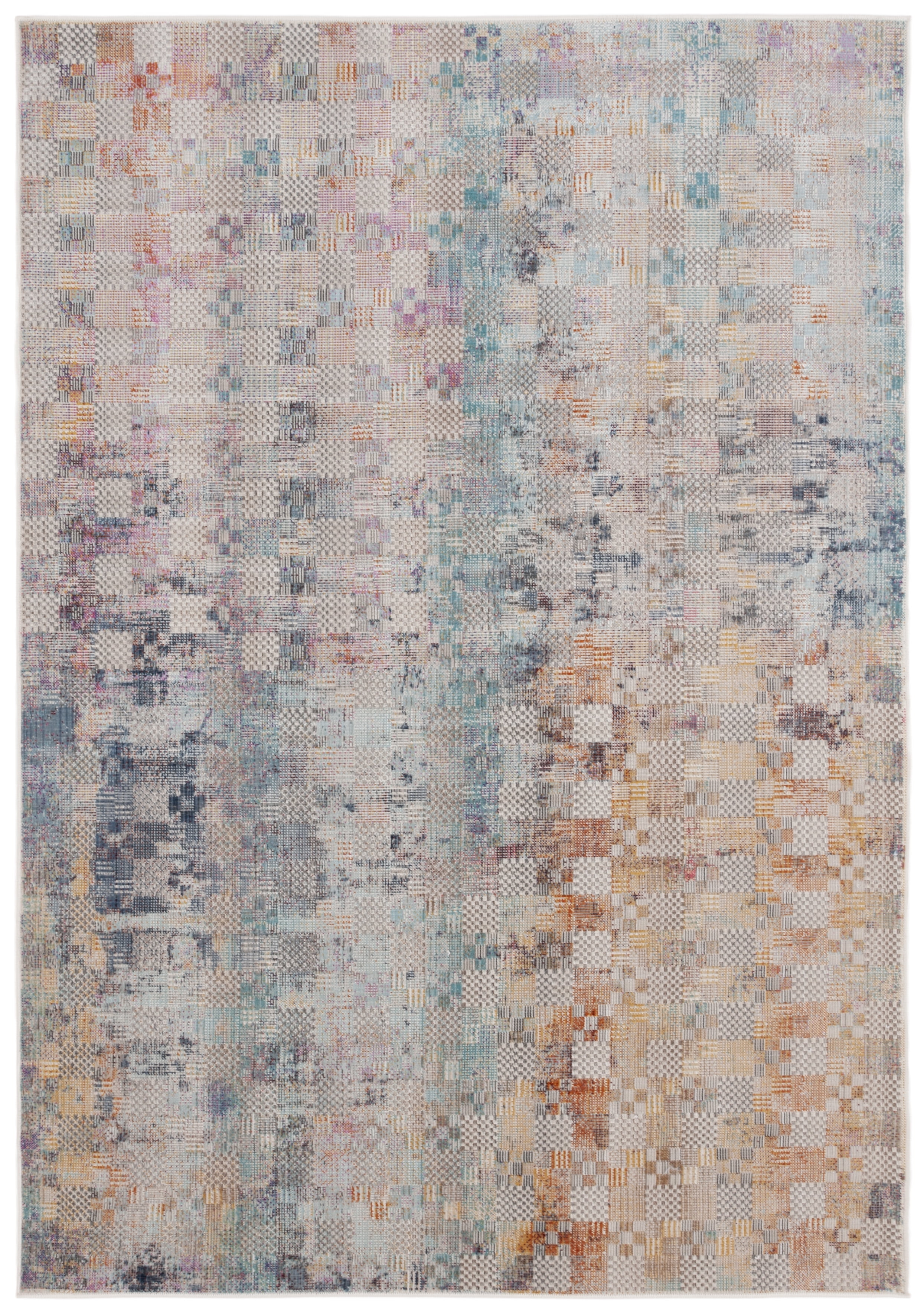 SAFAVIEH Rainbow Jamel Abstract Indoor/Outdoor Area Rug, Blue/Gold, 4' x 6'