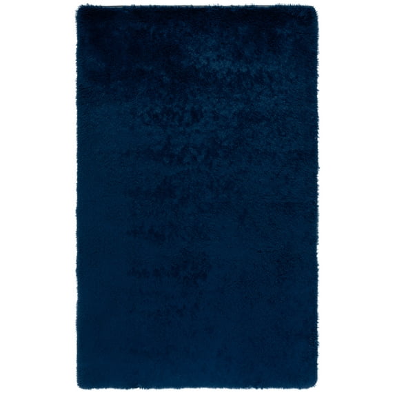 SAFAVIEH Rainbow Rosalin Solid Shag Area Rug, Navy, 5' x 8'