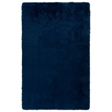 SAFAVIEH Rainbow Rosalin Solid Shag Area Rug, Navy, 6' x 9'
