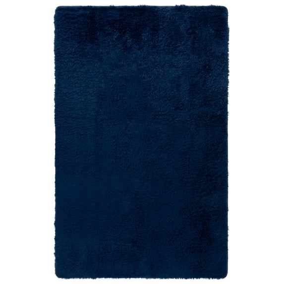 SAFAVIEH Rainbow Rosalin Solid Shag Area Rug, Navy, 6' x 9'