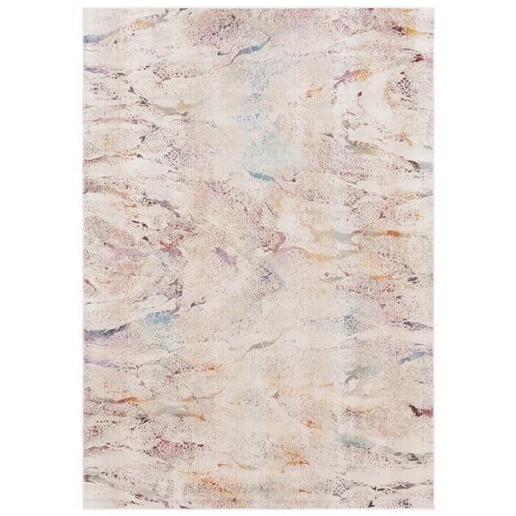 SAFAVIEH Rainbow Valentina Abstract Indoor/Outdoor Area Rug, Ivory/Blue Gold, 9' x 12'