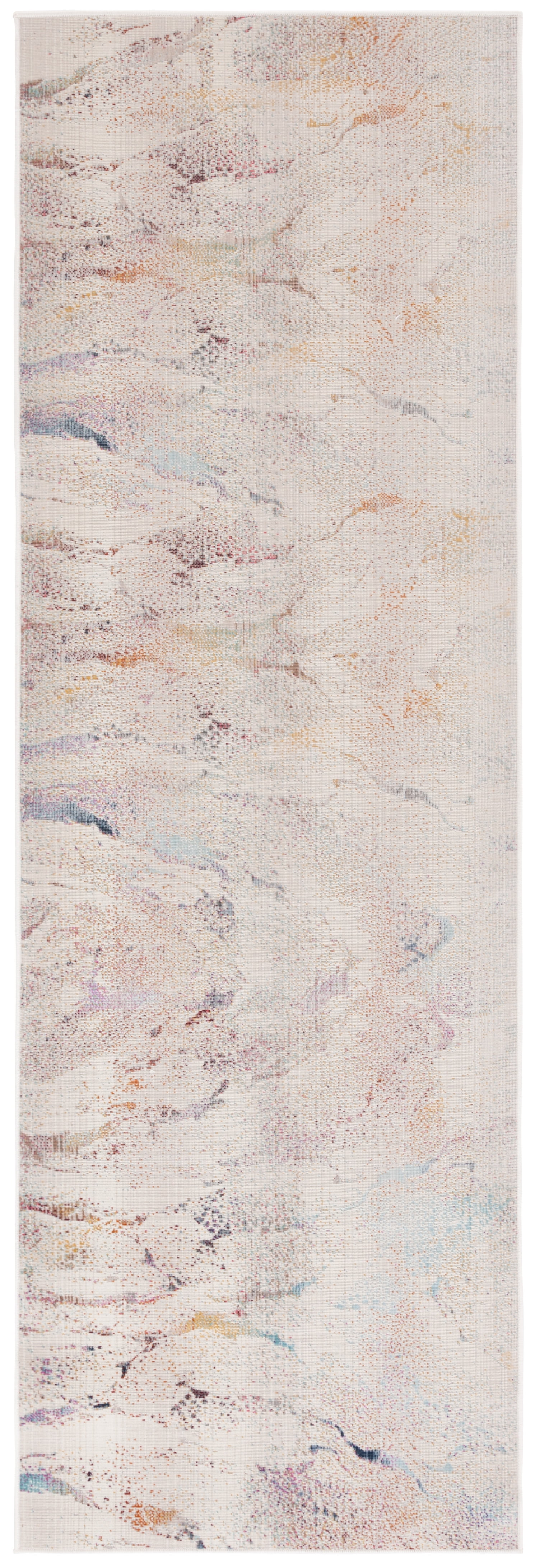 SAFAVIEH Rainbow Valentina Abstract Indoor/Outdoor Runner Rug, Ivory/Blue Gold, 2'6" x 8'