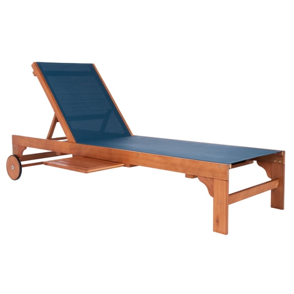 SAFAVIEH Ralden Outdoor Patio Sunlounger, Natural/Navy