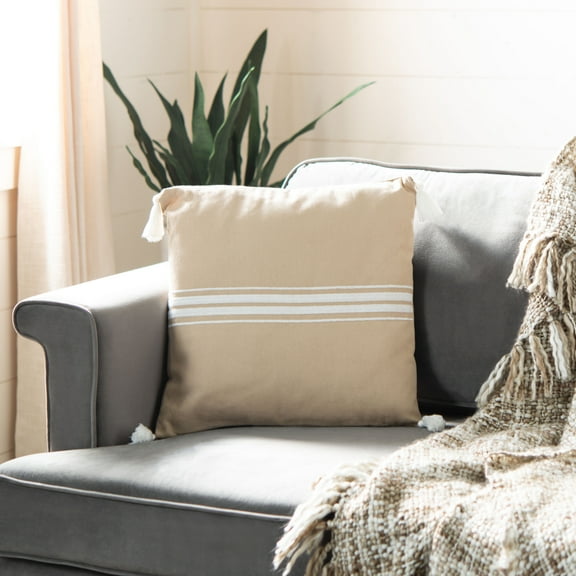 SAFAVIEH Ralen 16" x 16" Farmhouse Plush Pillow, White