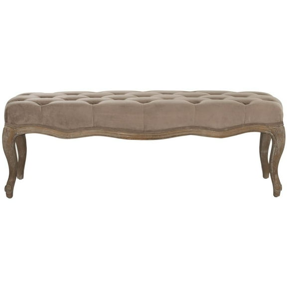 SAFAVIEH Ramsey Traditional Glam Tufted Bench, Mushroom Taupe
