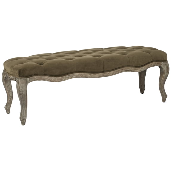 SAFAVIEH Ramsey Traditional Glam Tufted Bench, Spruce