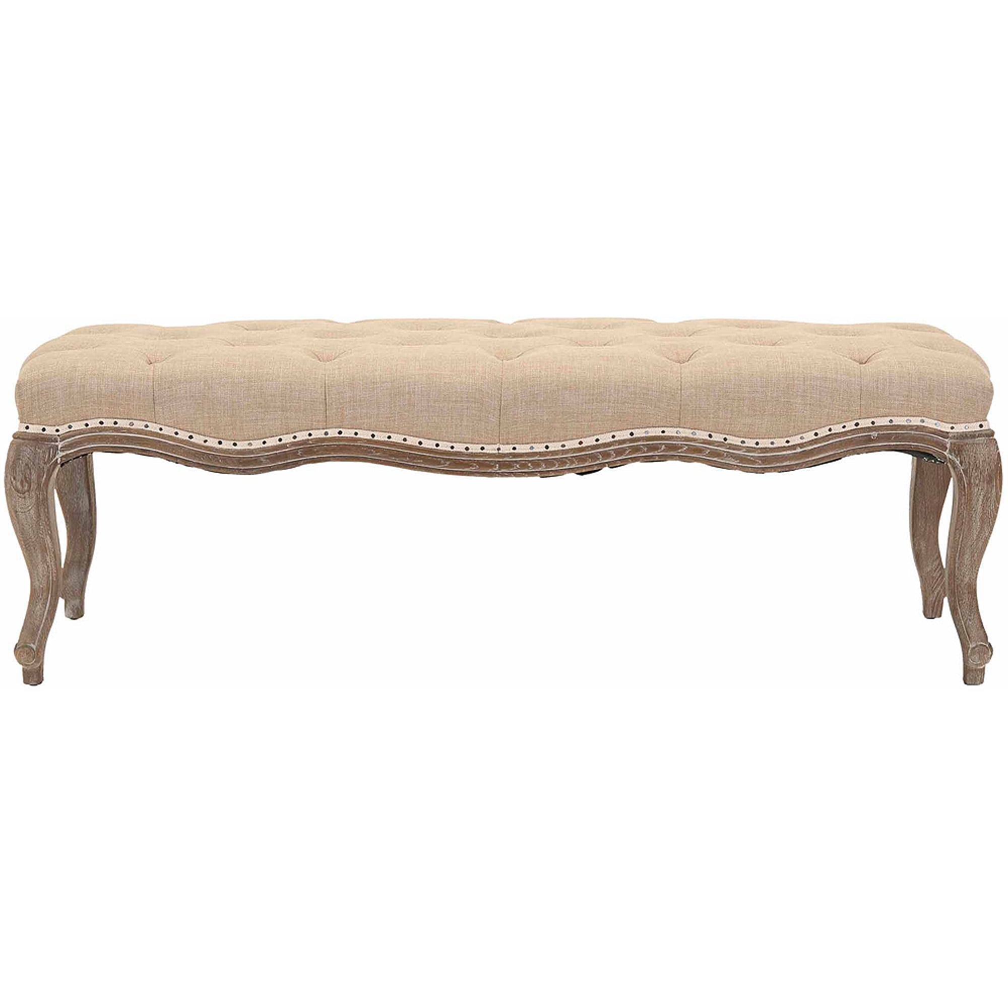 SAFAVIEH Ramsey Traditional Glam Tufted Bench, Wheat Beige