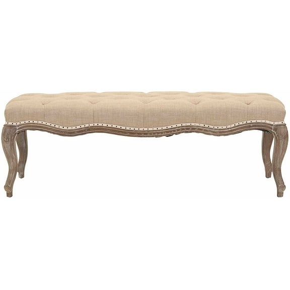 SAFAVIEH Ramsey Traditional Glam Tufted Bench, Wheat Beige