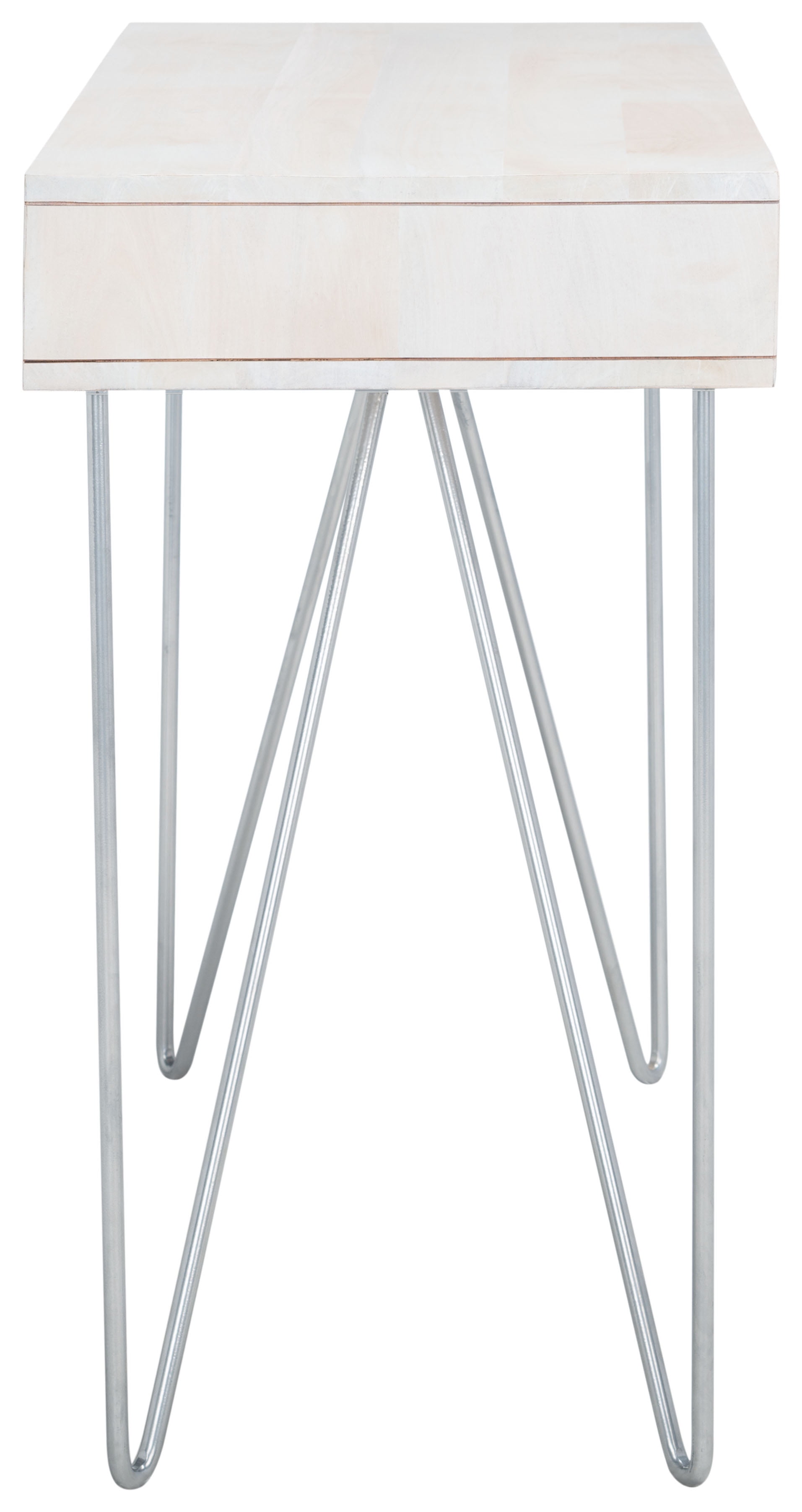 White Wood Writing Desk with Drawer and Hairpin Legs