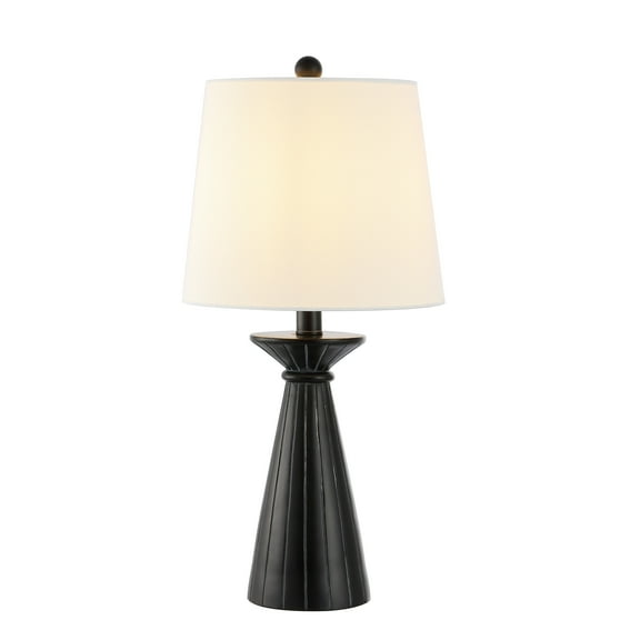 SAFAVIEH Raye 20 in. Glam Black Polyresin Table Lamp with Off-white 100% Cotton Shade