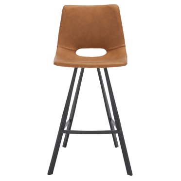 SAFAVIEH Raylee Bucket Mid Back Counter Stool, Cognac/Black