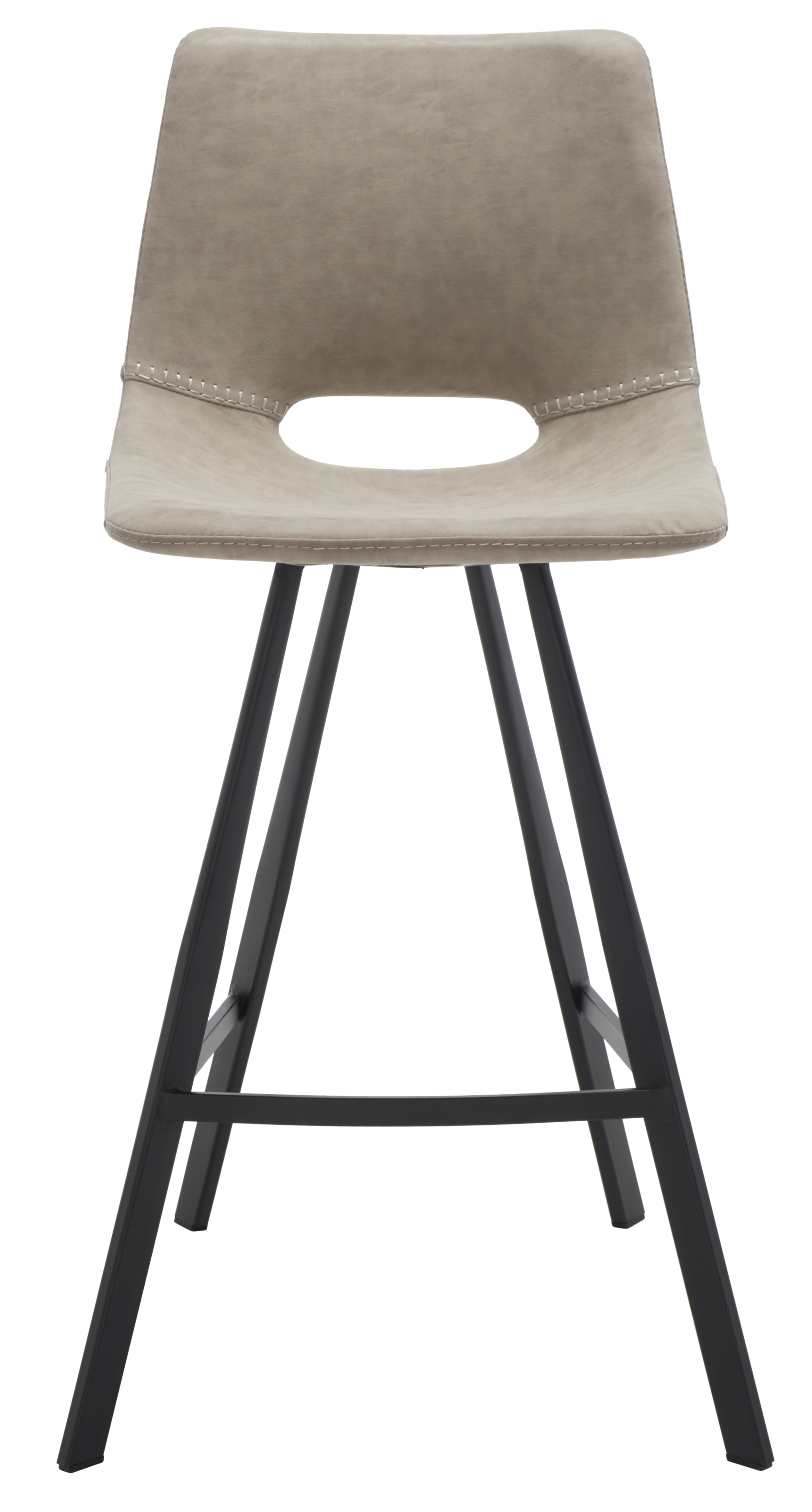 Raylee Grey Vegan Leather Saddle Counter Stool with Black Metal Legs