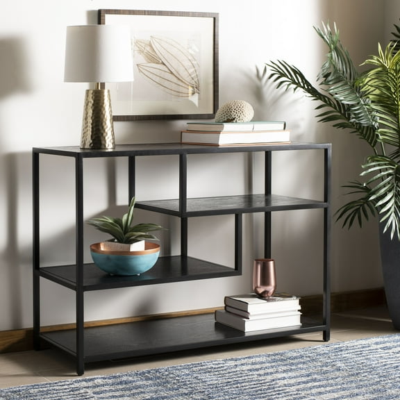 SAFAVIEH Reese 3-Tier Geometric Glam Console Table, Black