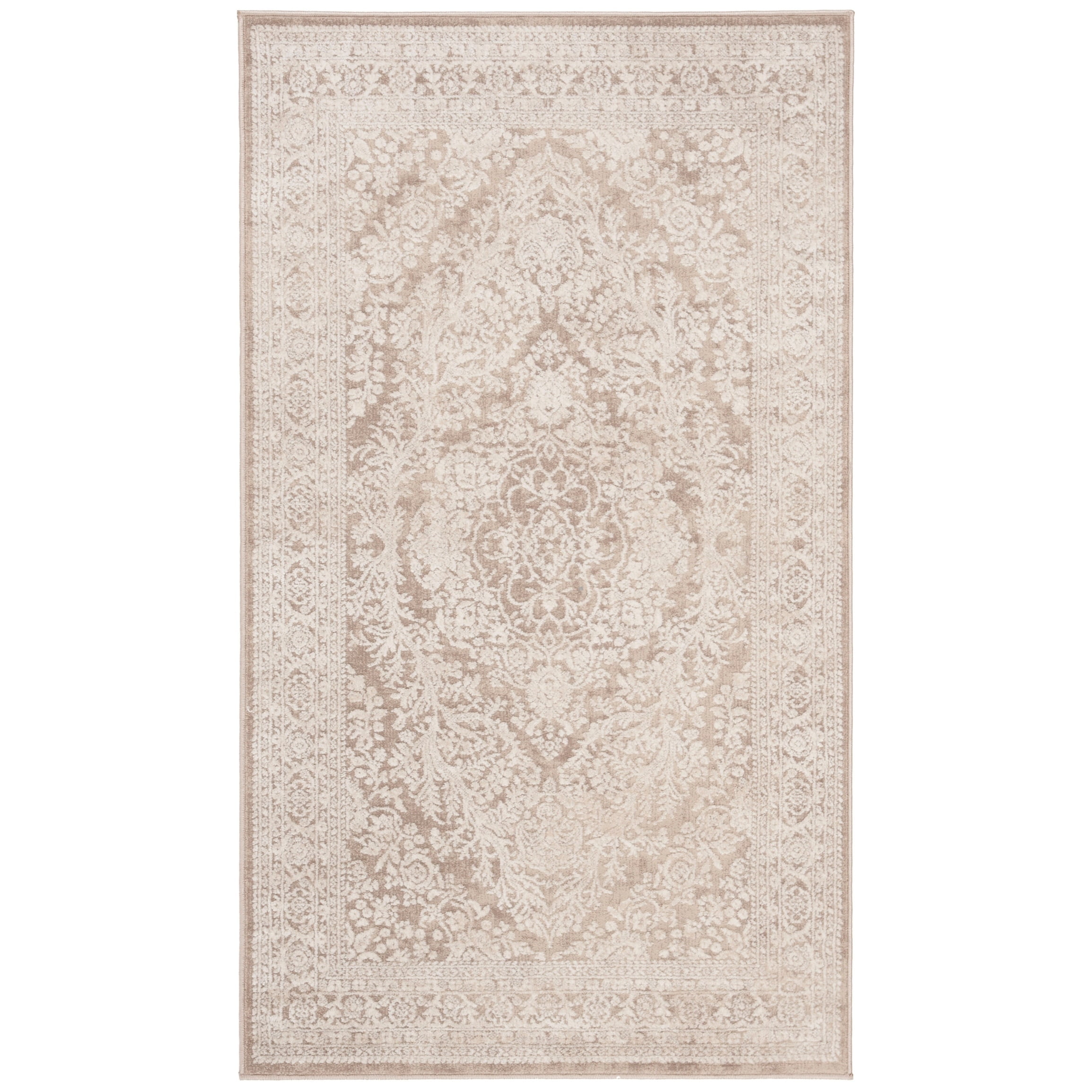 Reflection Beige/Cream Hand-knotted Synthetic Floral Area Rug 3' x 5'