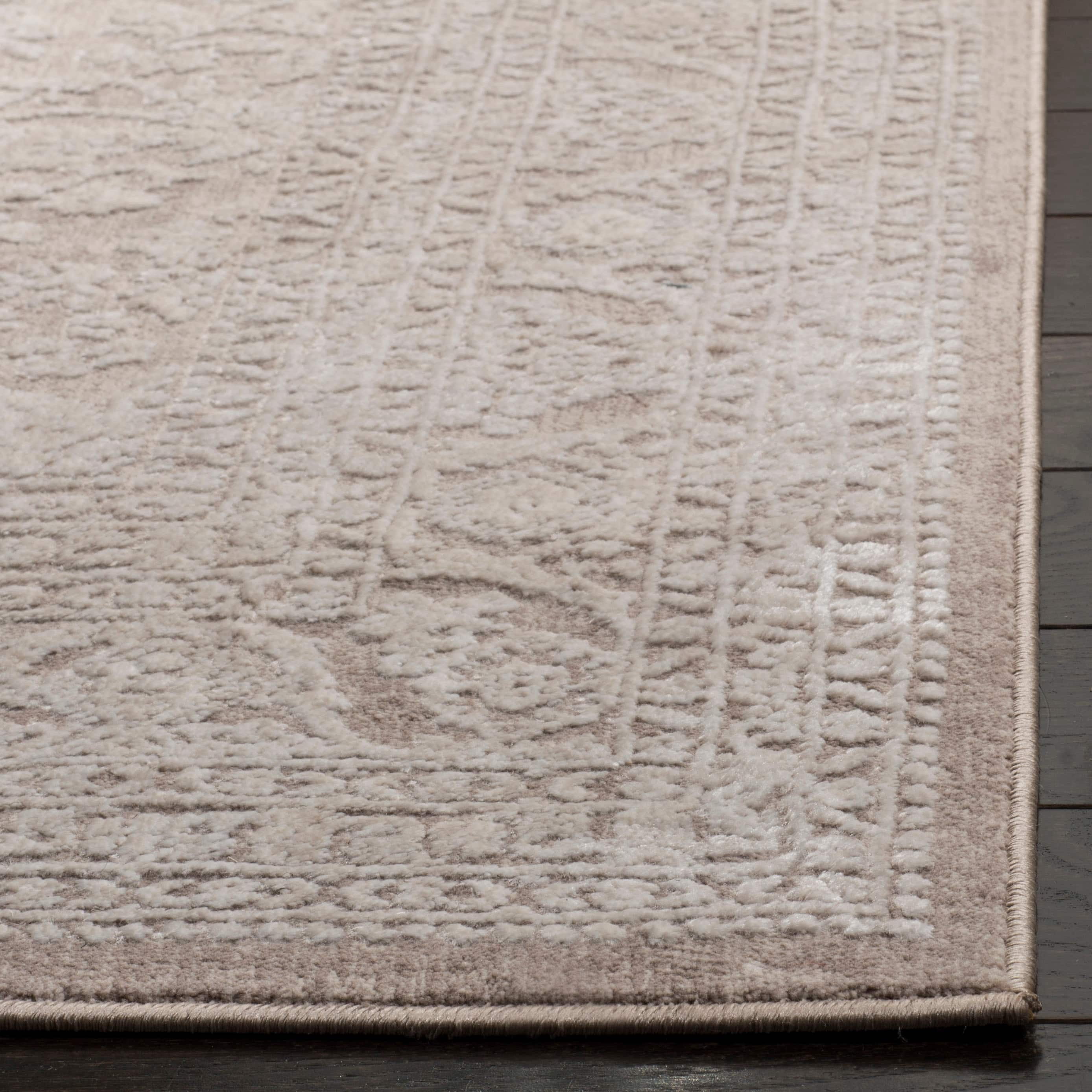 Beige and Cream Synthetic 4' x 6' Boho Area Rug