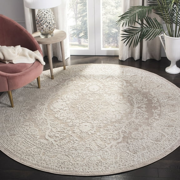 SAFAVIEH Reflection Alayna Traditional Area Rug, Beige/Cream, 6'7" x 6'7" Round