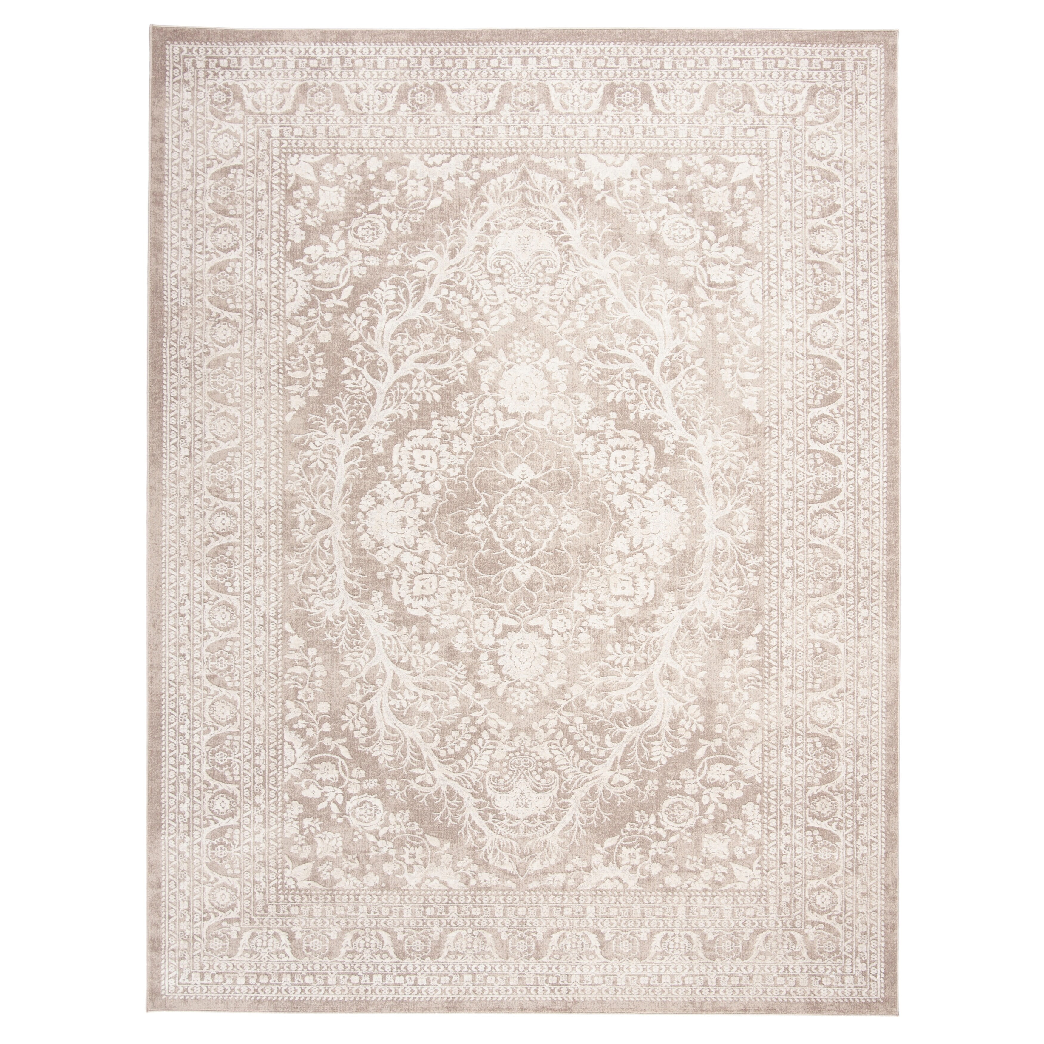 Beige/Cream 8' x 10' Hand-knotted Floral Synthetic Area Rug