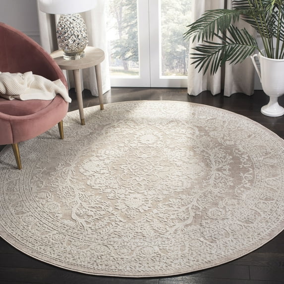Safavieh Reflection Alayna Oriental Area Rug, Beige/Cream, 8' x 8' Round
