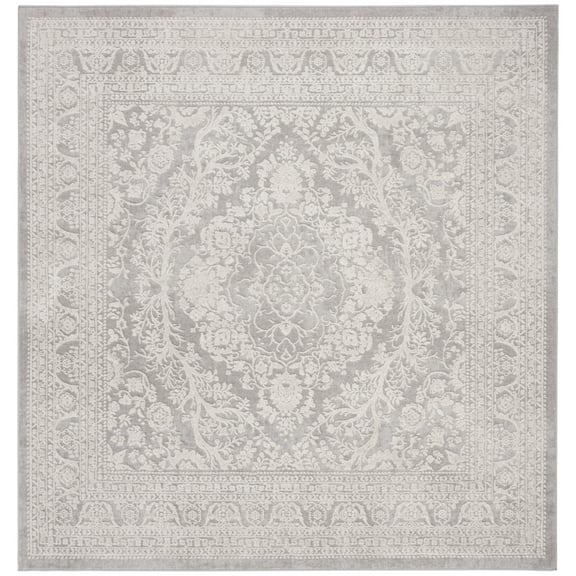 SAFAVIEH Reflection Alayna Traditional Area Rug, Light Grey/Cream, 3' x 3' Square