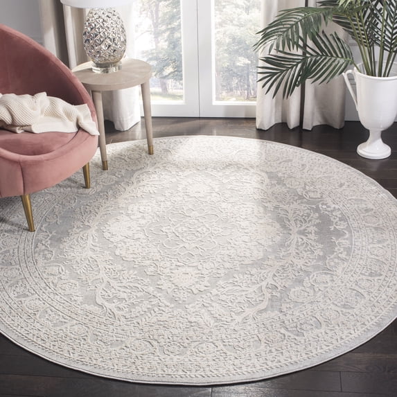 Safavieh Reflection Alayna Oriental Area Rug, Light Gray/Cream, 5' x 5' Round