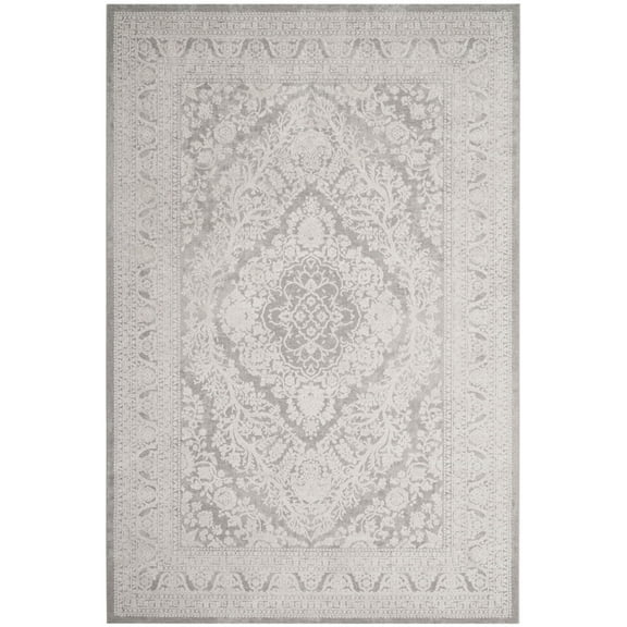 SAFAVIEH Reflection Alayna Traditional Area Rug, Light Grey/Cream, 6'7" x 6'7" Square
