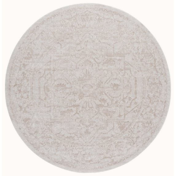 SAFAVIEH Reflection Christy Oriental Area Rug, Creme/Ivory, 6'7" x 6'7" Round