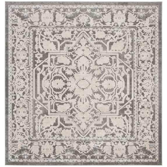 SAFAVIEH Reflection Christy Oriental Area Rug, Dark Grey/Cream, 6'7" x 6'7" Square