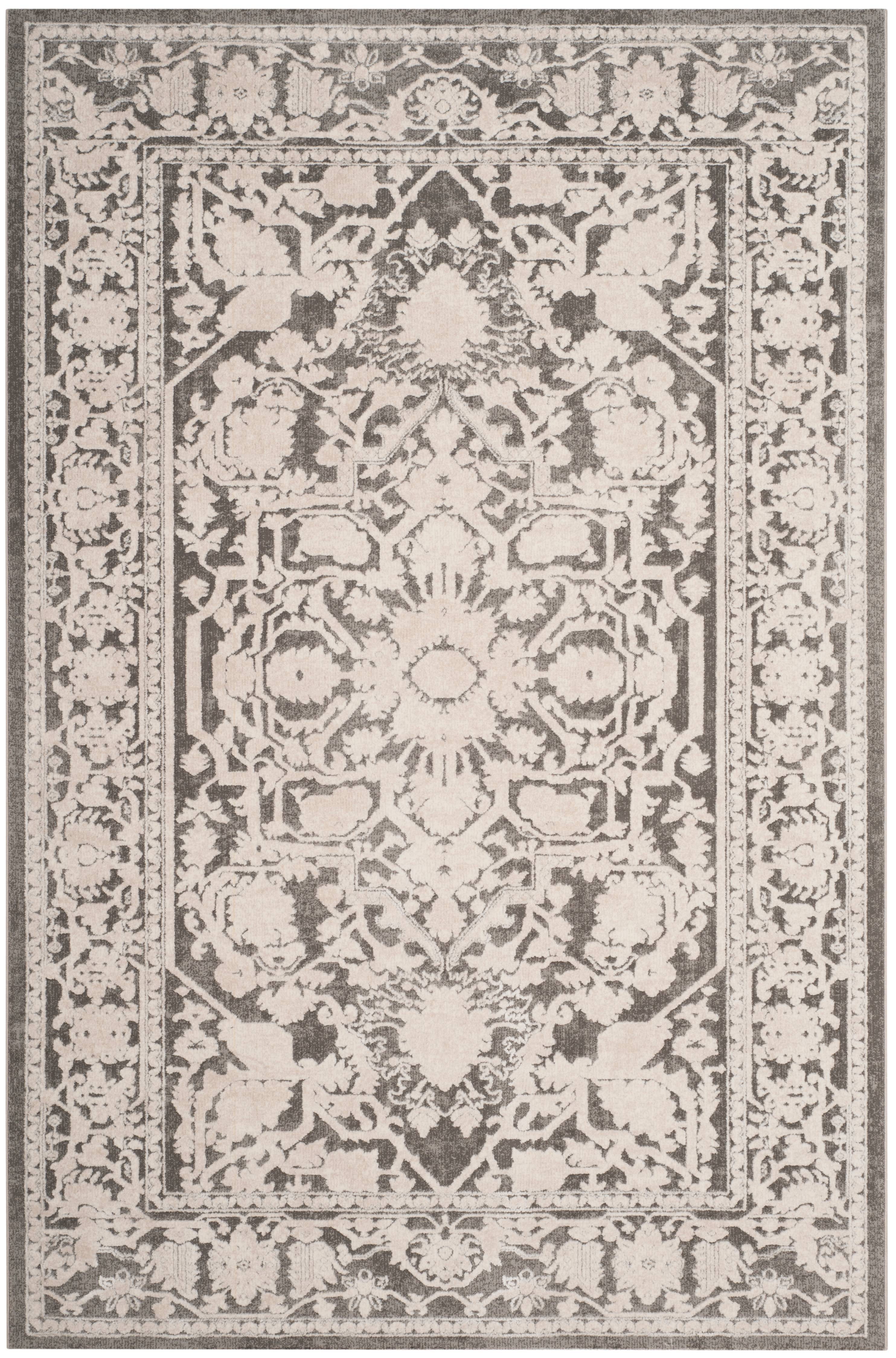 Gray Floral Synthetic 8' x 10' Area Rug